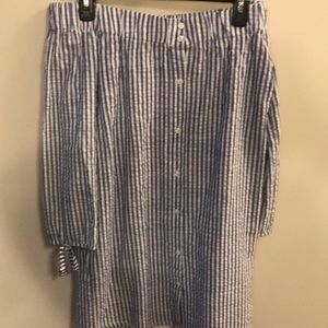 Blue/white off the shoulder dress w/ buttons!